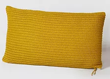 Almofada retangular em tricô com costas em linho